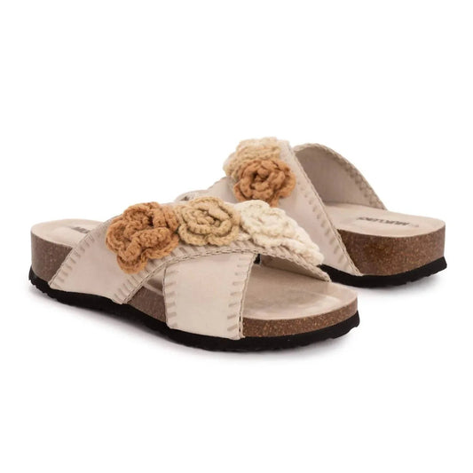 Women's Penelope Crochet Floral Cross Strap Sandal Slide