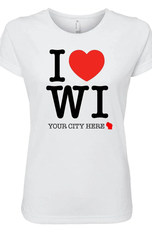 Women's I Love/heart Wisconsin Ripon Ladies T-shirt