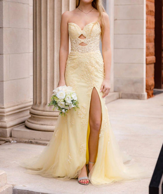 Schatz-Ballkleid mit Spitzenapplikationen und Cutouts