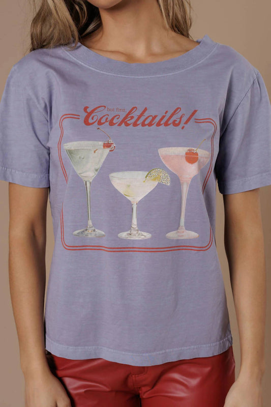 But First Cocktails Wide Neck Tee