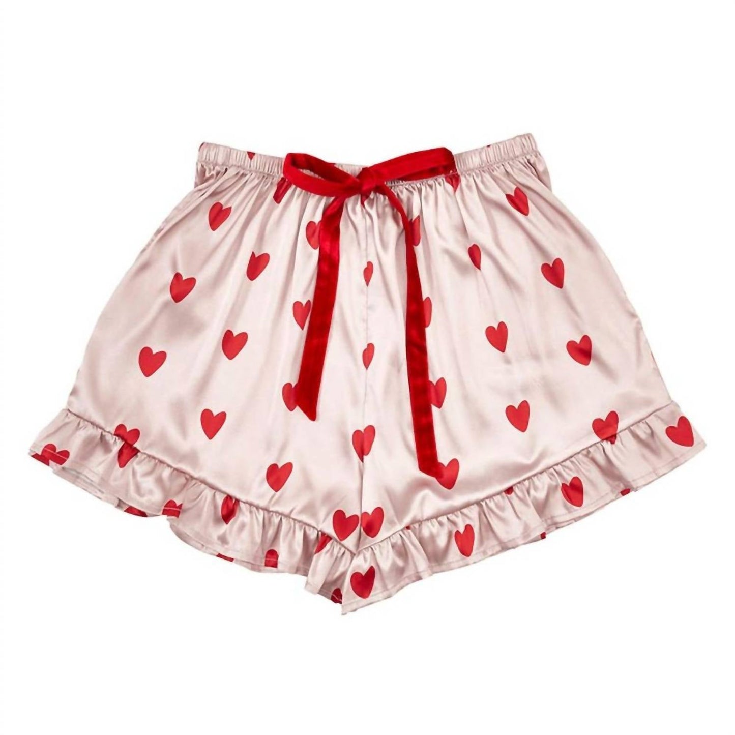 Women's Cropped Ruffle Short Set With Velvet Ties