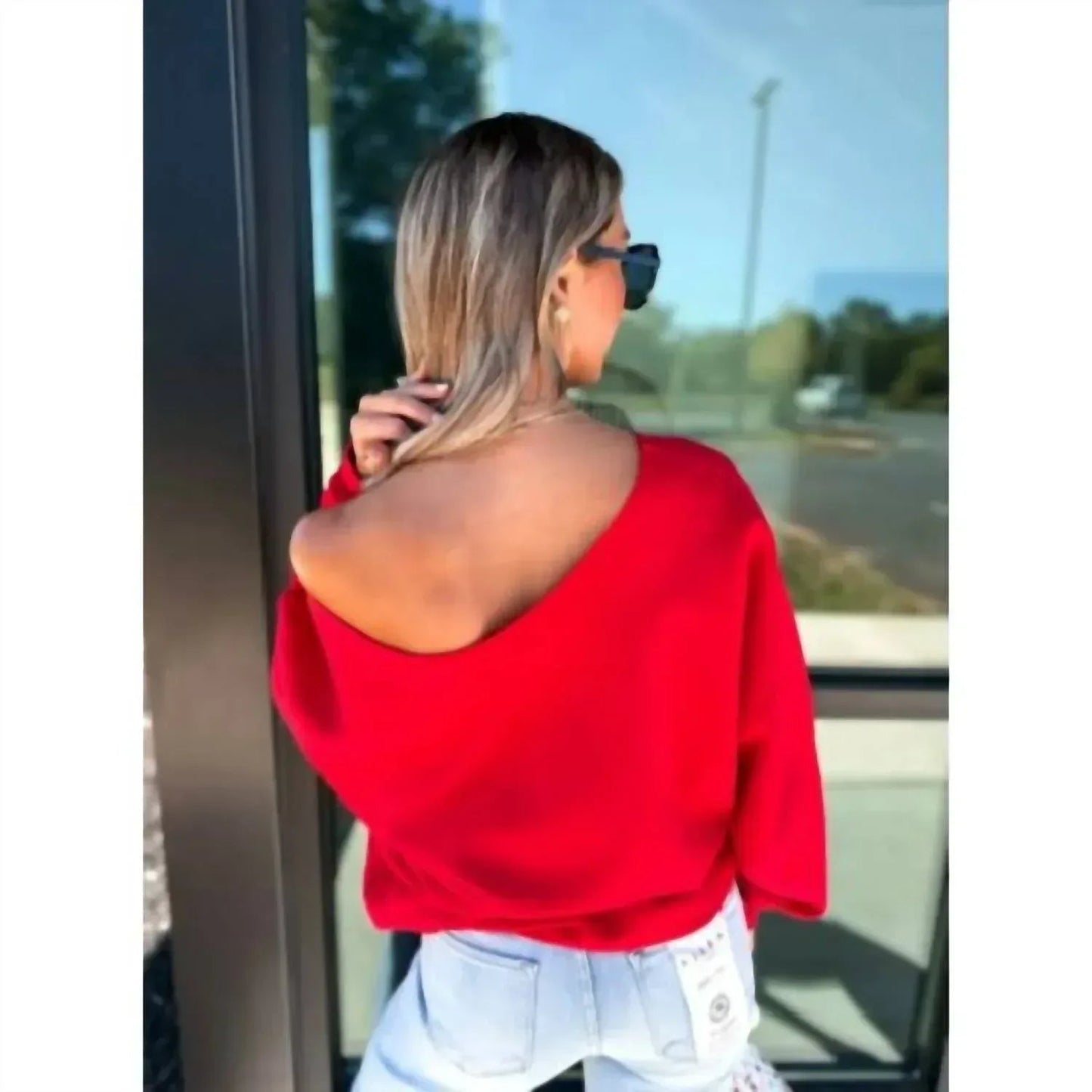 Damen „Santa Baby“ Off-Shoulder Sweatshirt