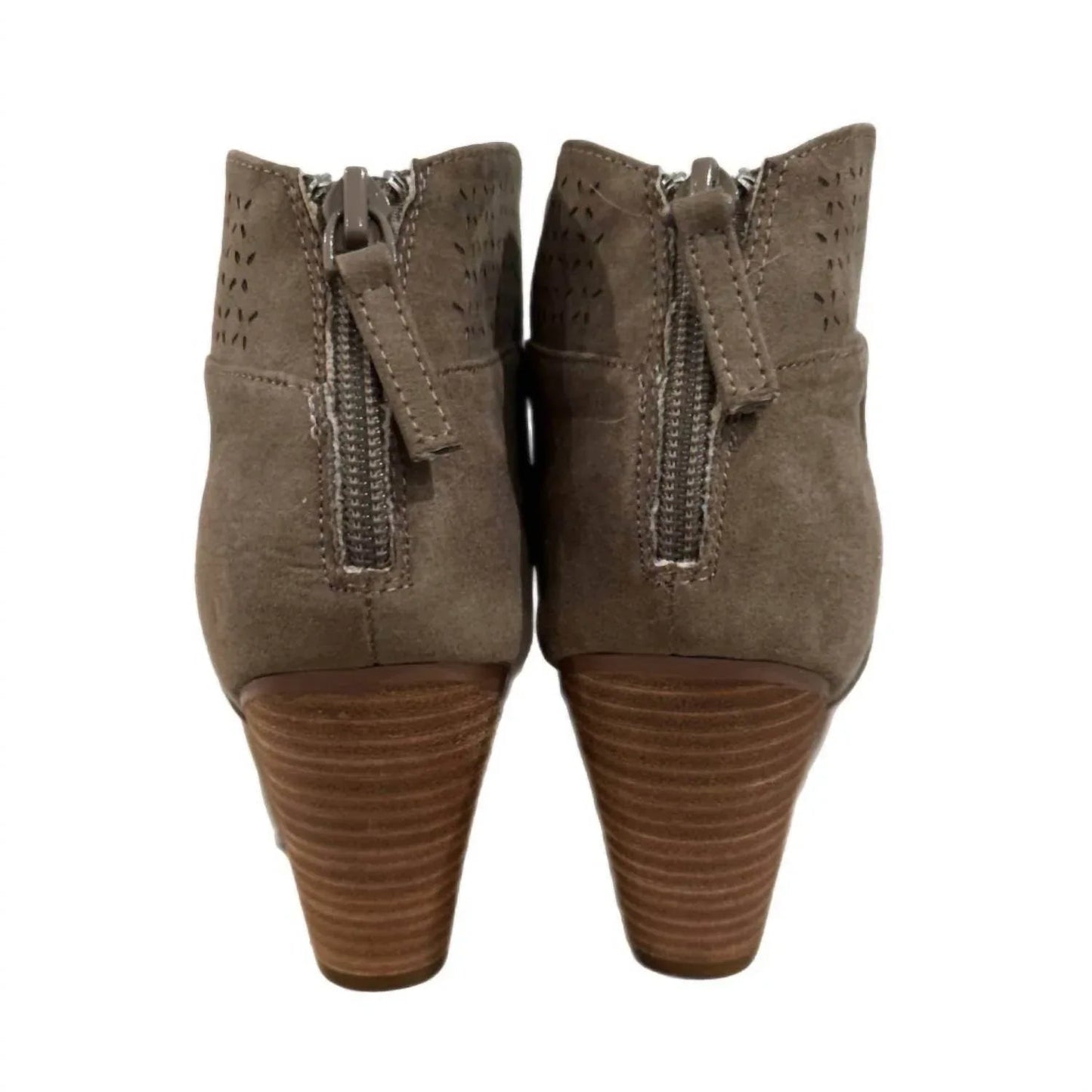 Damen-Stiefelette mit lasergeschnittenem Schaft im Boho-Chic-Stil und Absatz