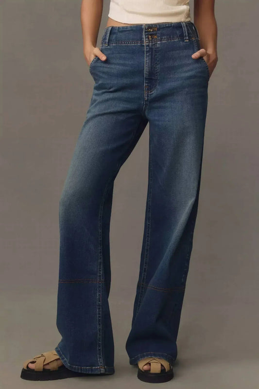 Die gestrickte High-Rise Wide-Leg Jeans