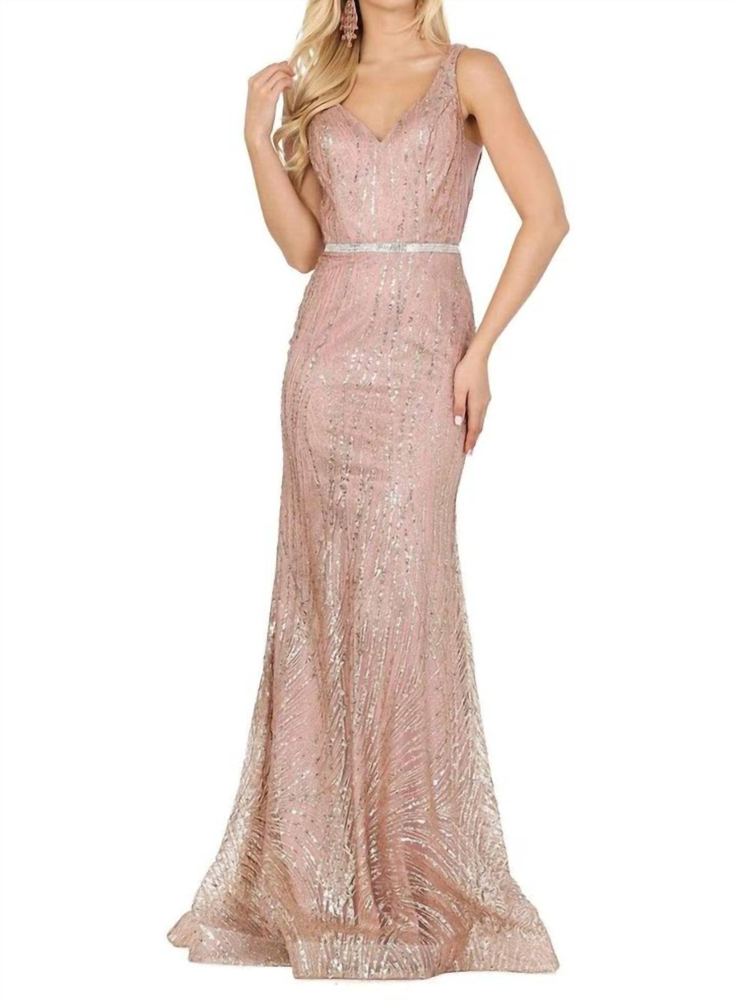 Ärmelloses Meerjungfrauenkleid mit Glitzermotiv
