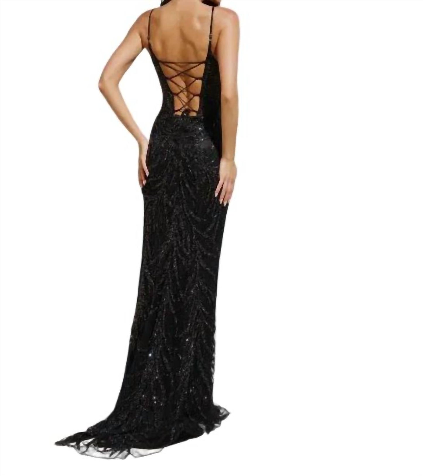 Trägerloses Schlauchkleid mit Perlen und Schlitz