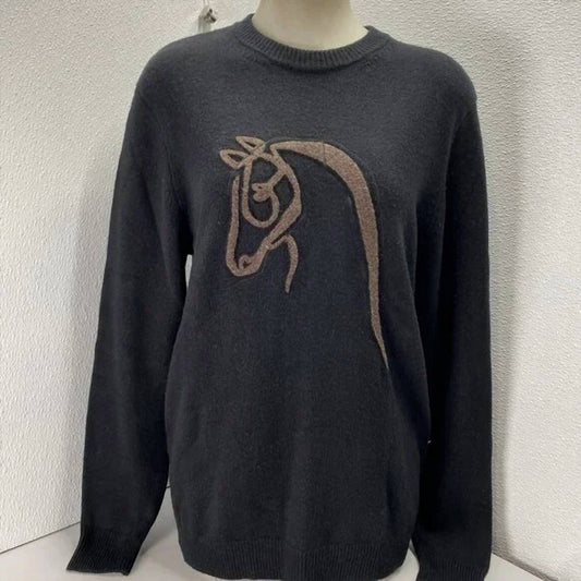 Women's Horse Outline Wool Cashmere Sweater