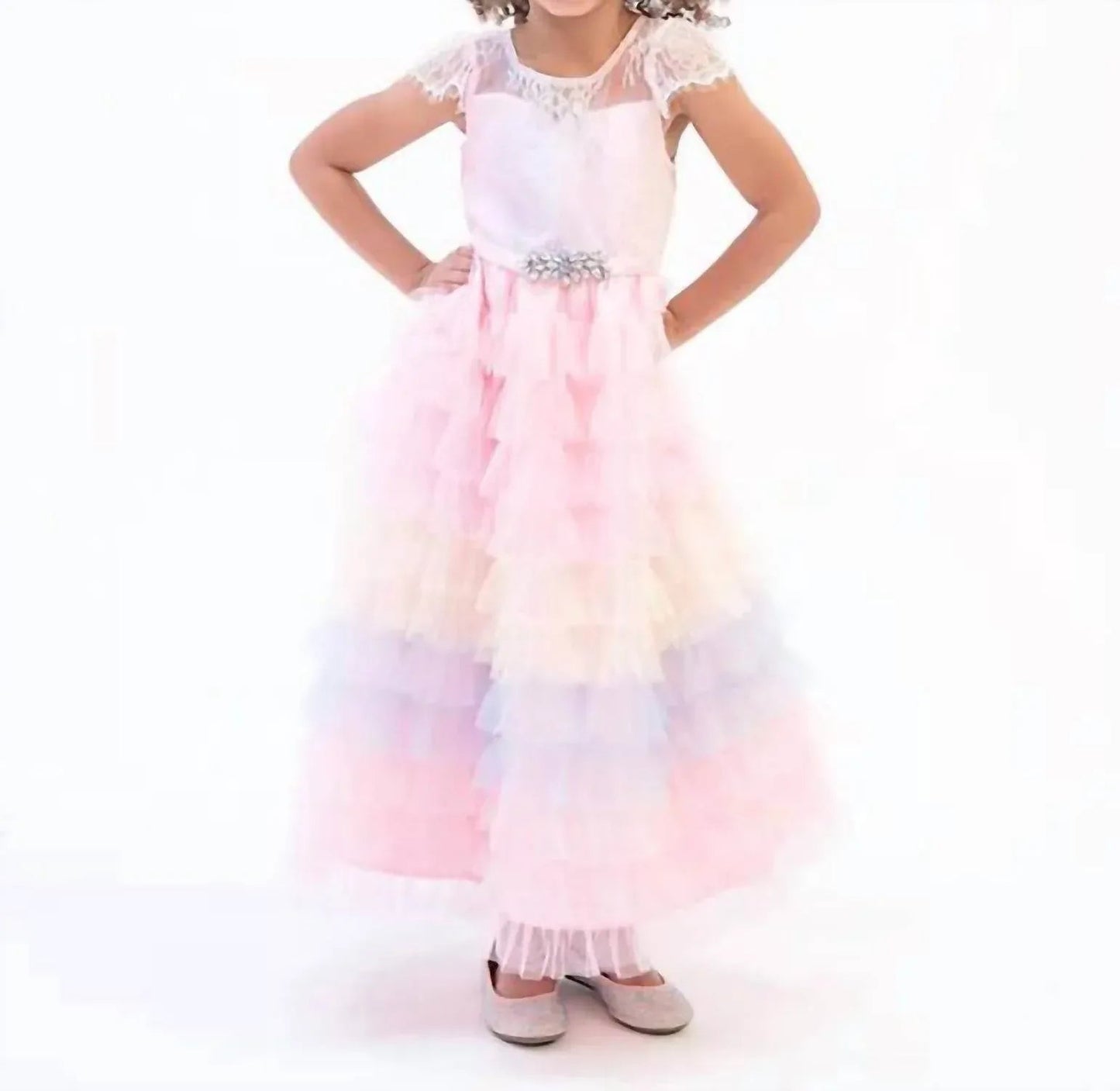 toddler girls short sleeve tiered ombre party dress