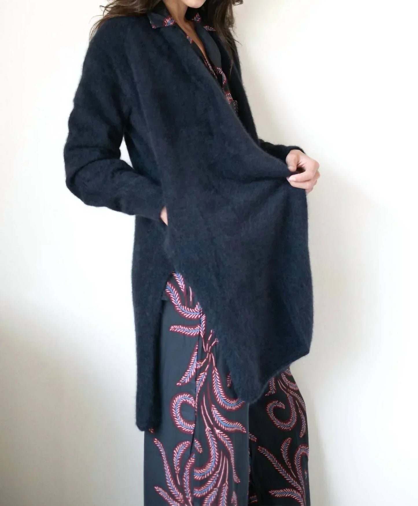 Langer Waschbären-Cardigan