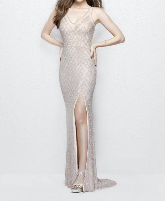 Embroidered Beaded Gown