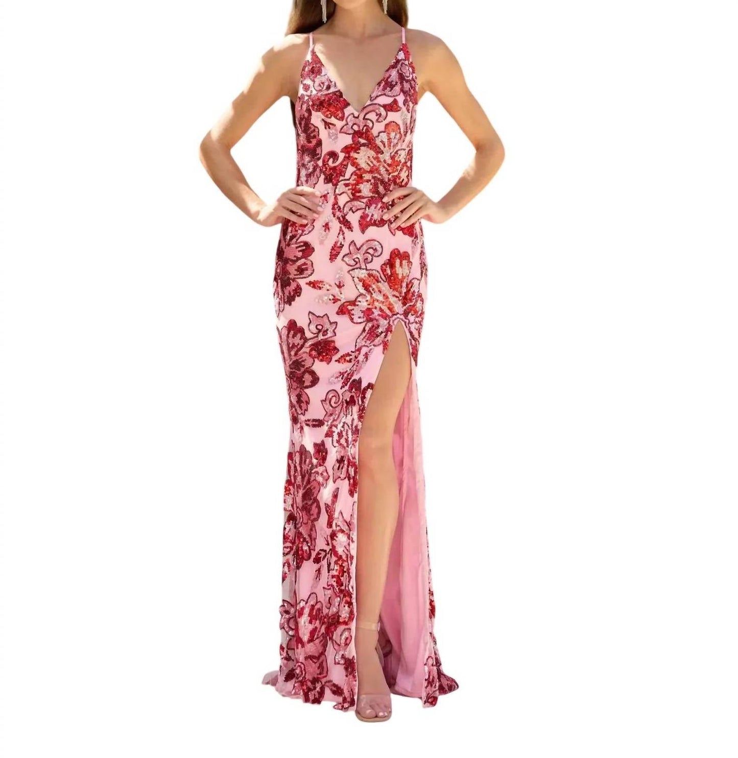Langes Pailletten-Ballkleid
