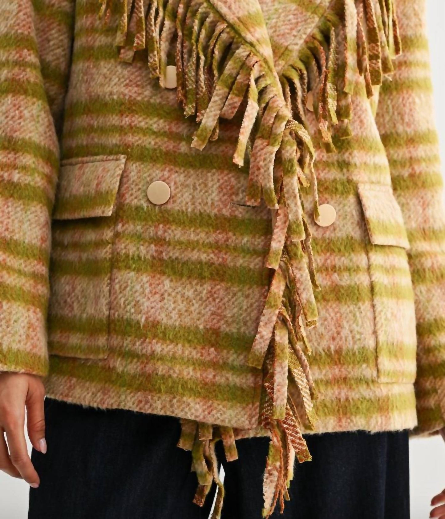 Meg Plaid-Fransenjacke