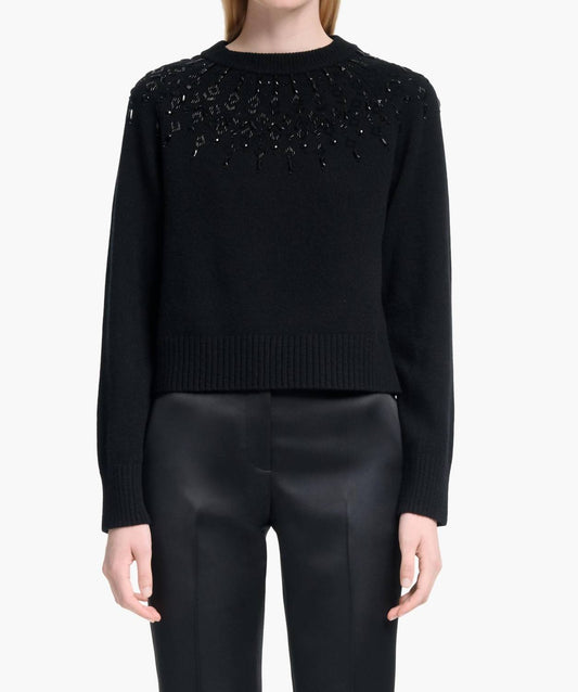 Harold Wollpullover mit Perlenbesatz am Ausschnitt