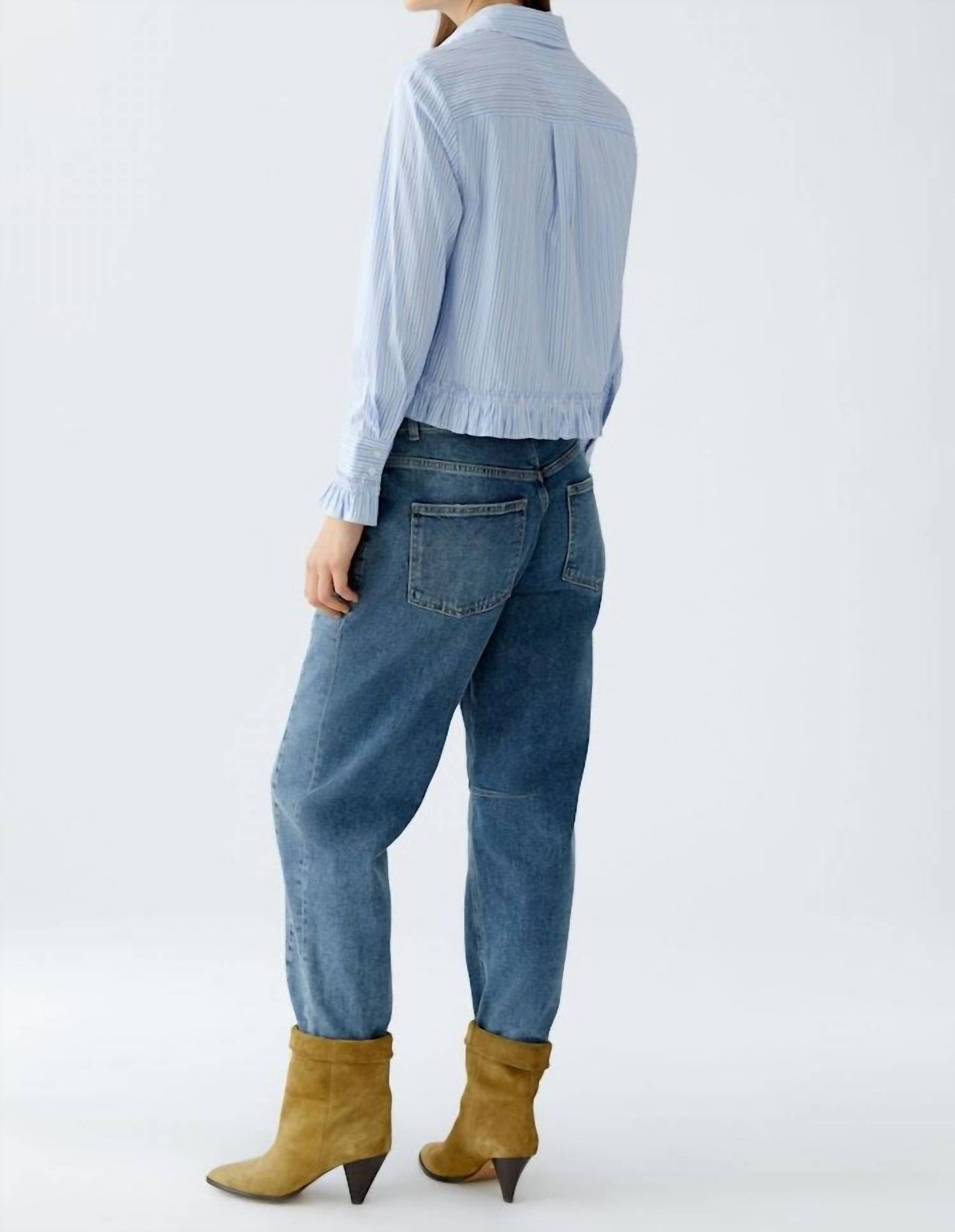Bluse mit Rüschenärmeln und -saum