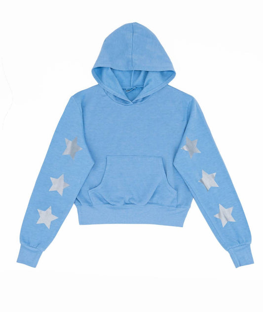 Mädchen Hoodie mit Trio-Stern-Tasche in Silber