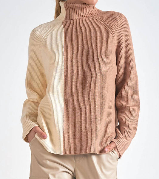 Pullover Rollkragen Colorblock Top