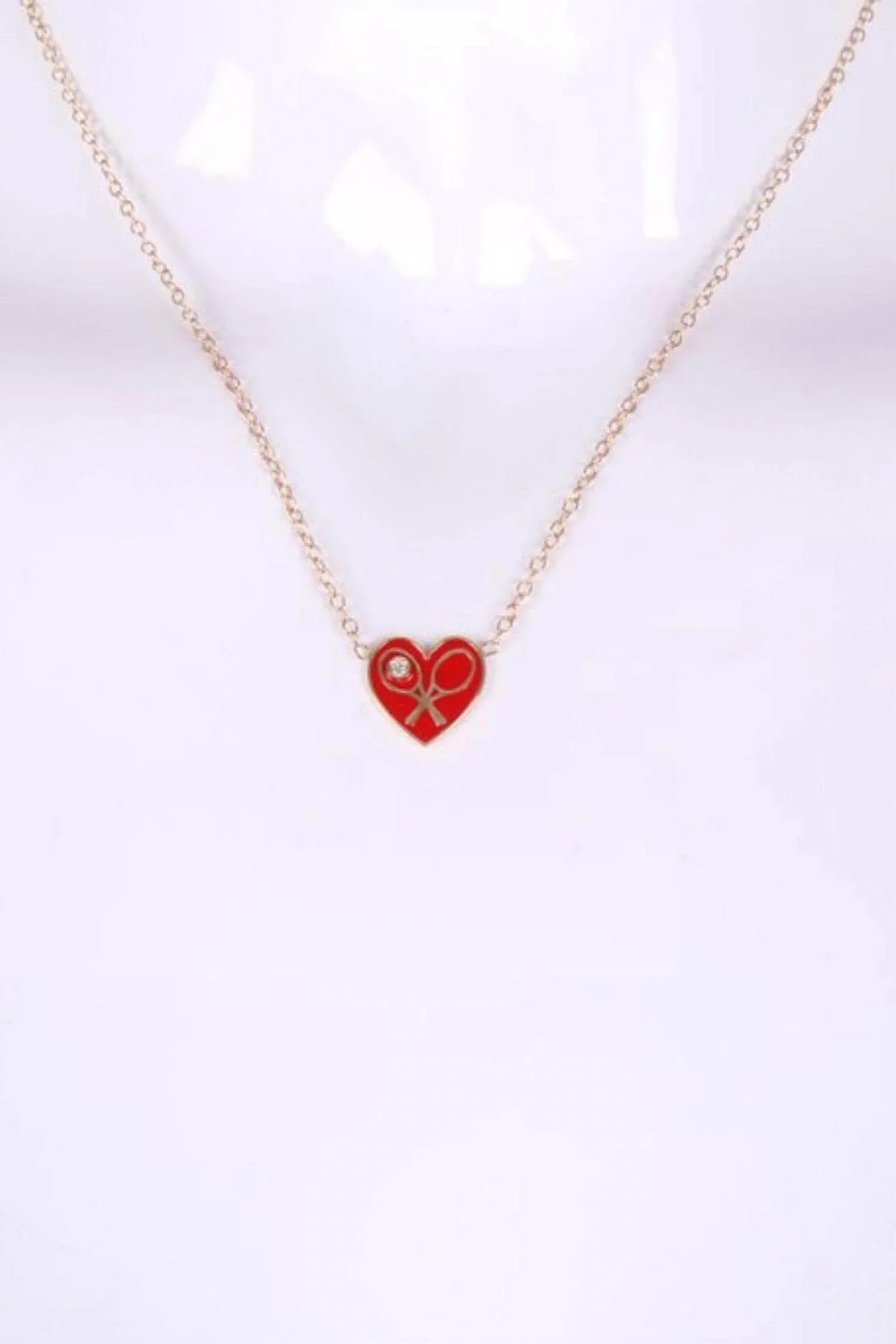 Women's Enamel Heart Diamond Necklace