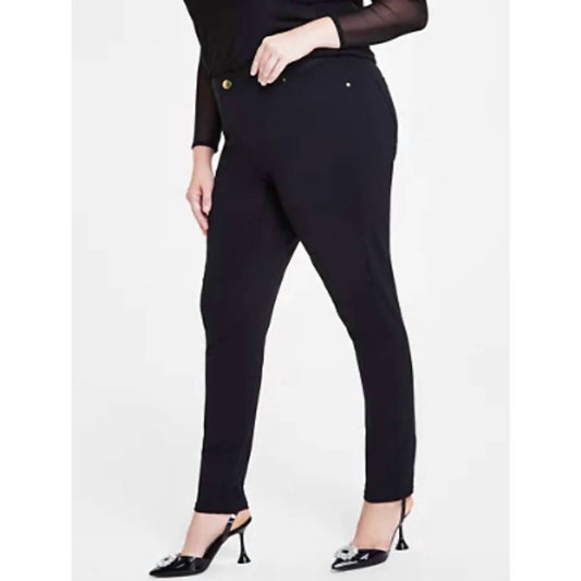 Women's Skinny Leg Front Zip Mid Rise Ponte Pants - Plus