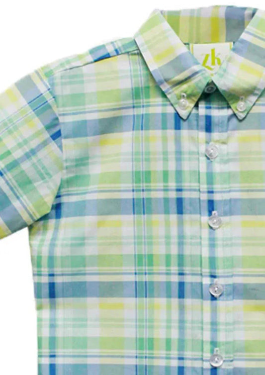 Boy's Alton Garden Plaid Dress Shirt