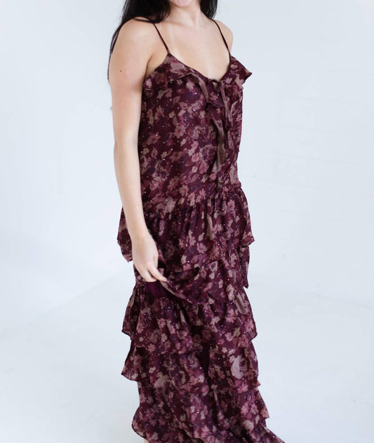 Women's Floral Print Ruffle Tiered Maxi Dress