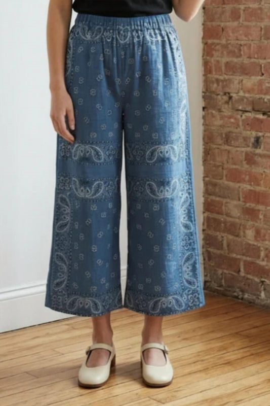 Bandana Print Cropped Pants