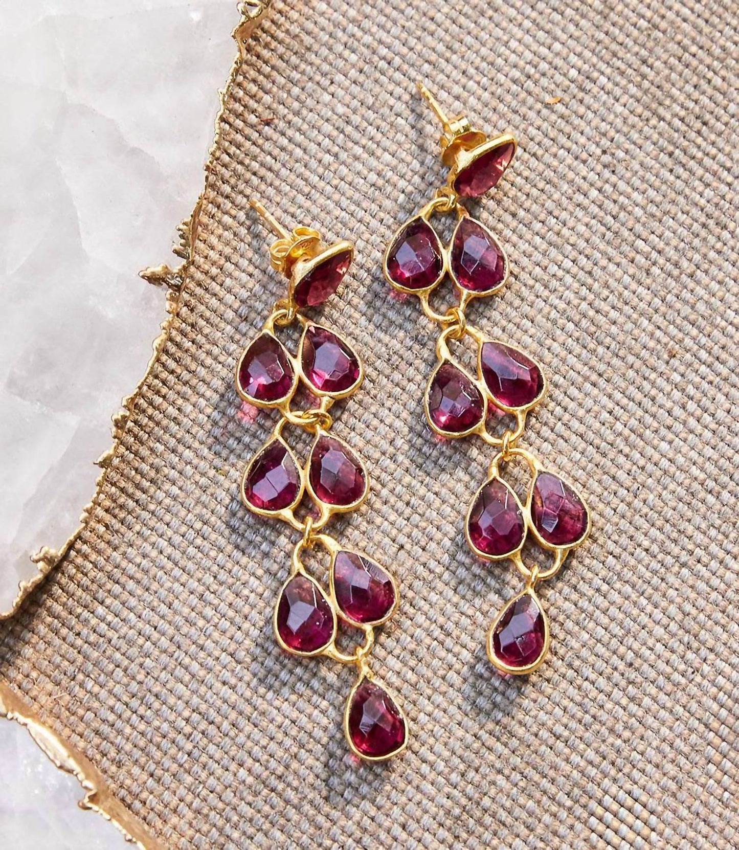 Women's Feather Drop Gemstone Earrings