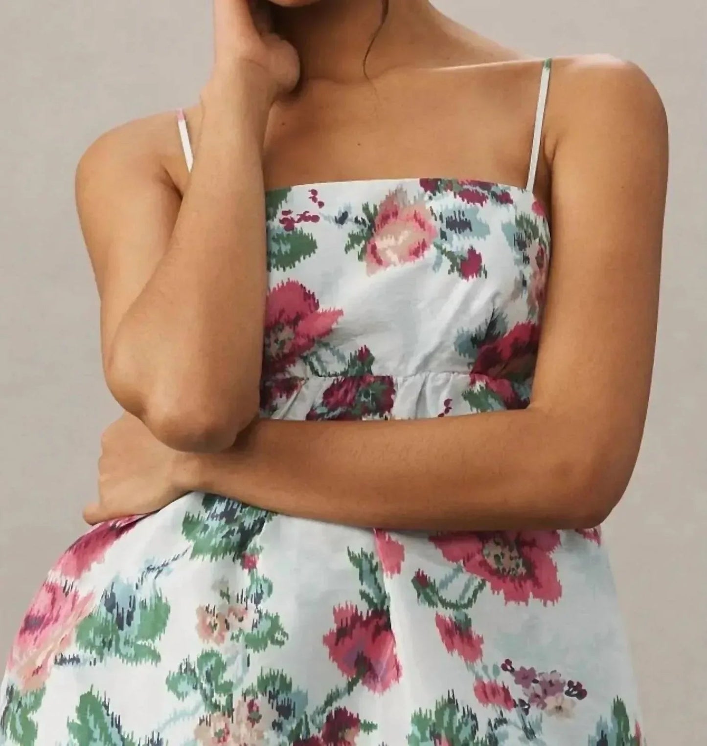 Sophia Apron-top Jacquard Floral Dress