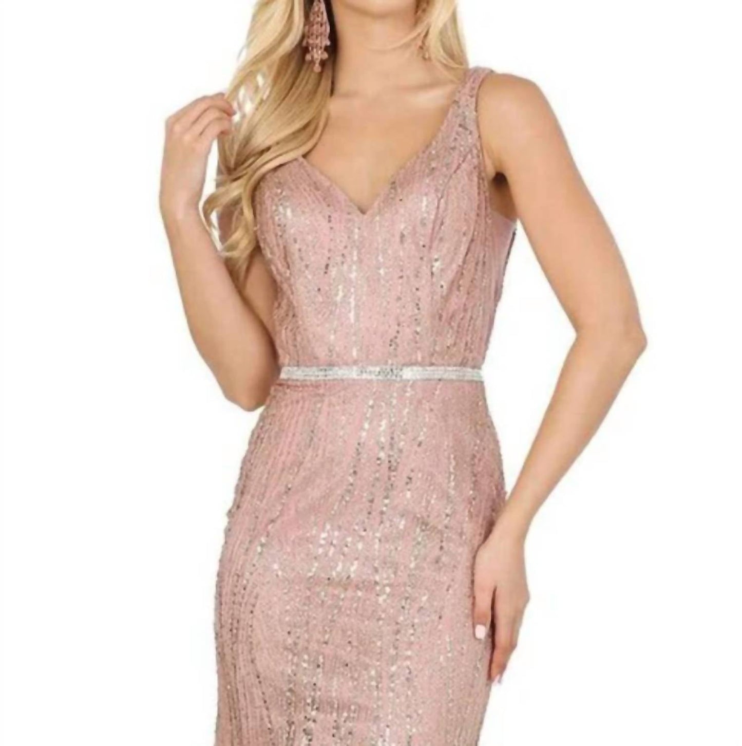 Ärmelloses Meerjungfrauenkleid mit Glitzermotiv
