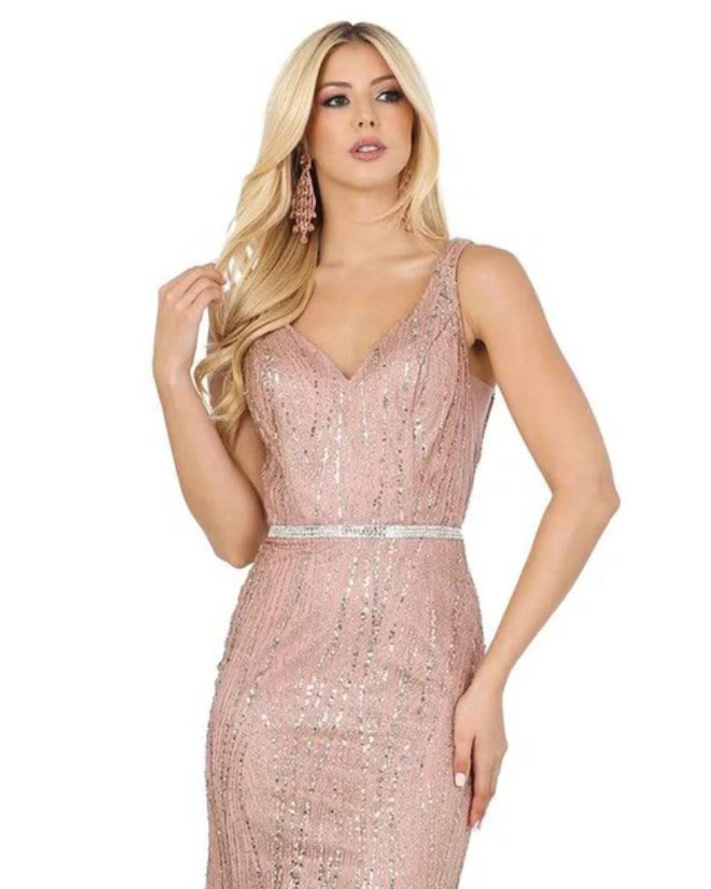 Ärmelloses Meerjungfrauenkleid mit Glitzermotiv