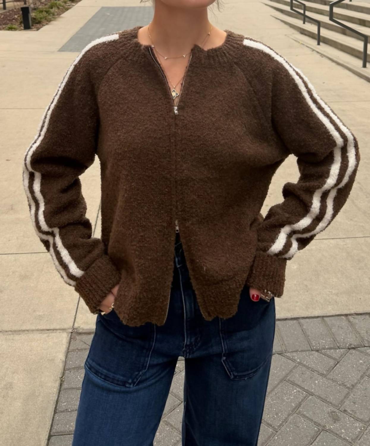 Reba Bouclé Varsity-Pullover