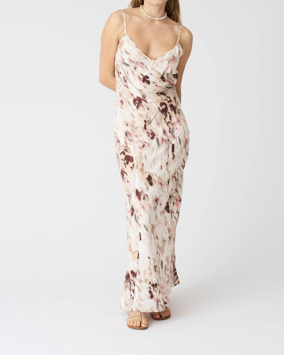 Maxikleid aus Leinen mit Blumenmuster