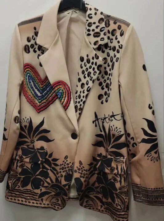 Women's Heart Printed Blazer