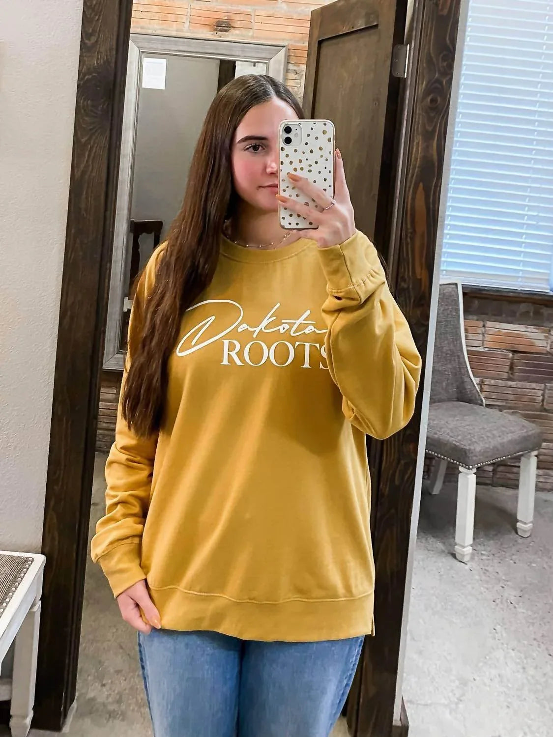 Dakota Roots Puff Print Crewneck Sweatshirt