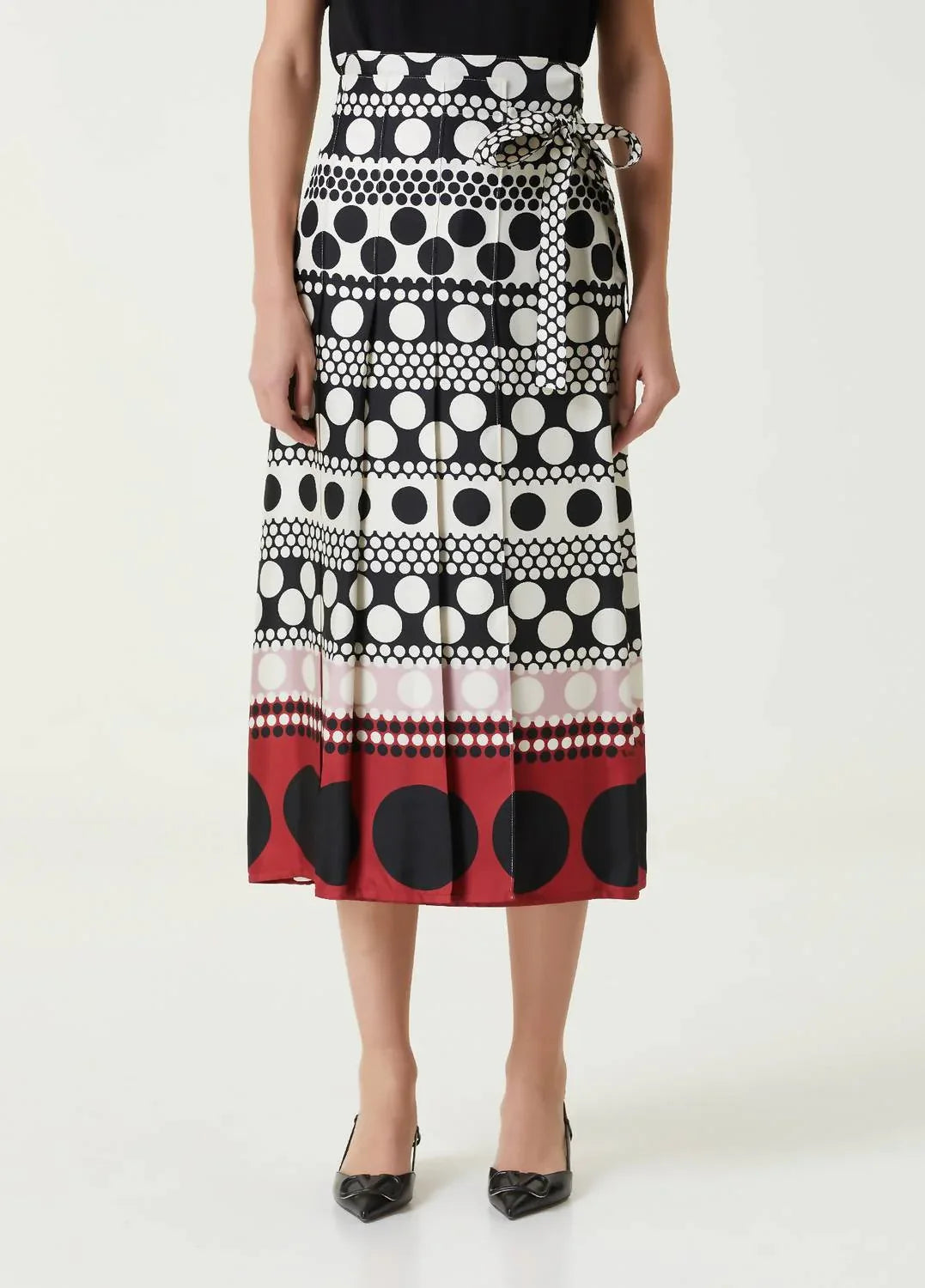 Polka Dot Midi Silk Skirt