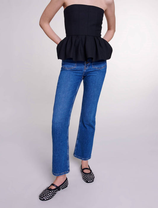 Denim Jeans With Button Front Fly And Front Pockets