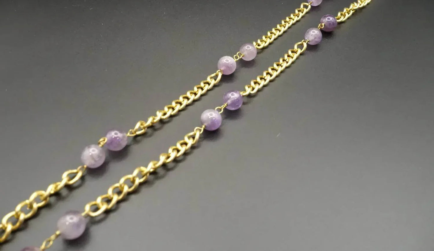 Damen-Sonnenbrillenkette mit Amethyst