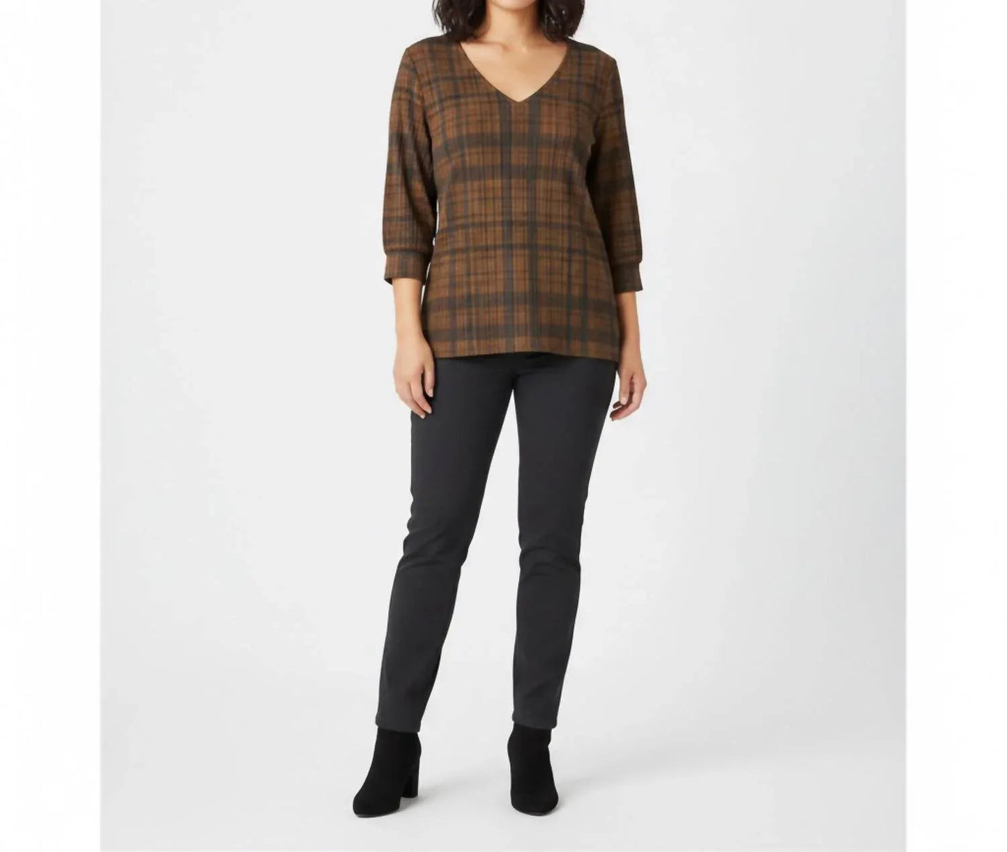 Plaid Knit Top