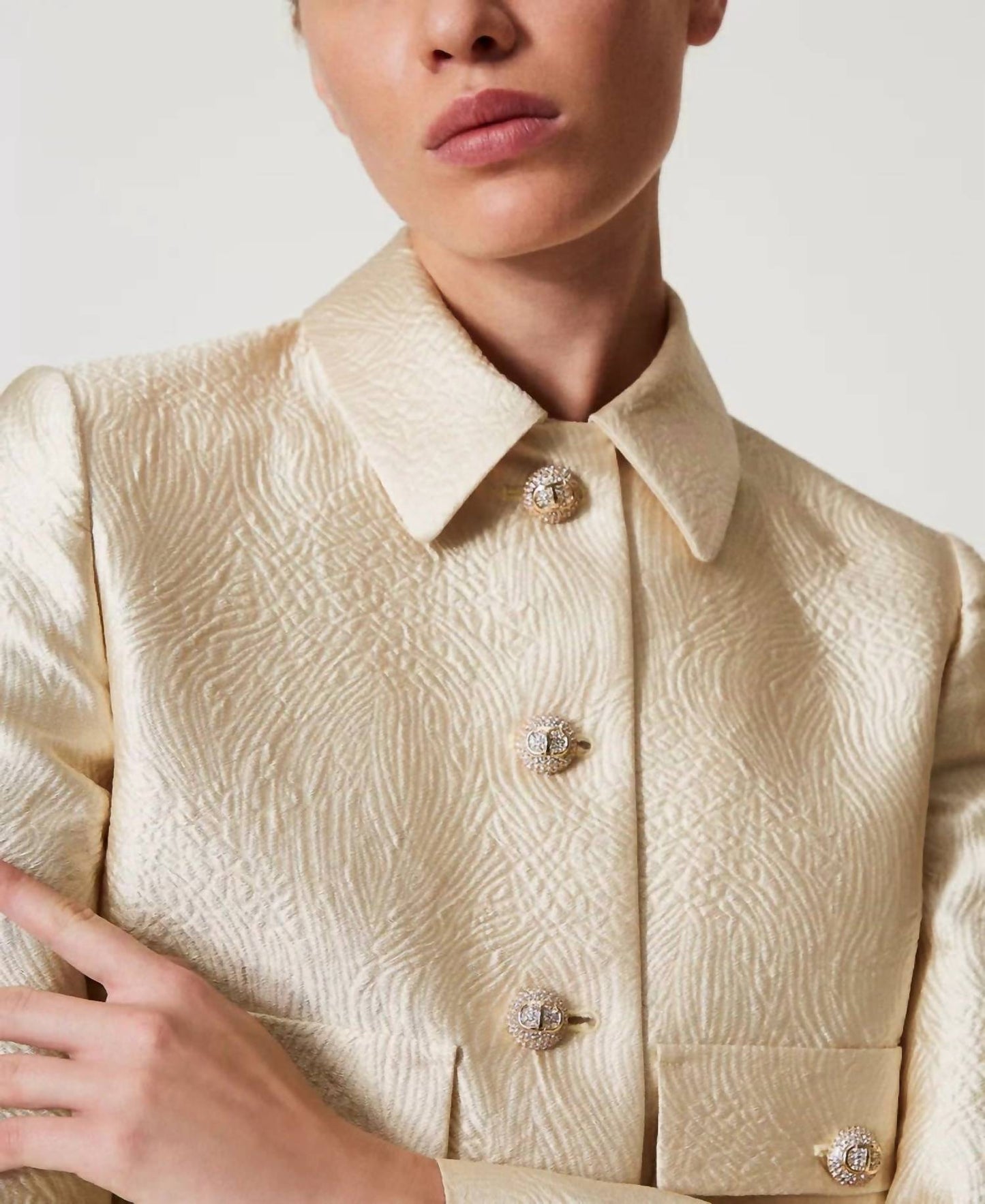 Kurze Brokat-Jacquard-Jacke