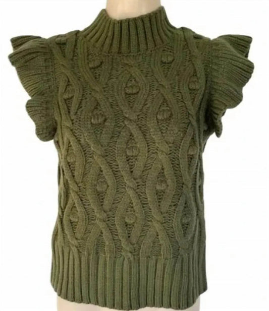 Flutter Sleeve Cable Knit Sweater