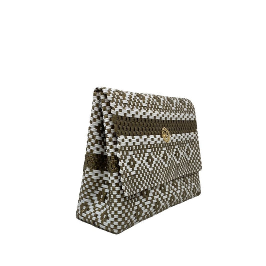 Women's Handmade Aztec Stripe Long Metal Chain Strap Crossbody Bag