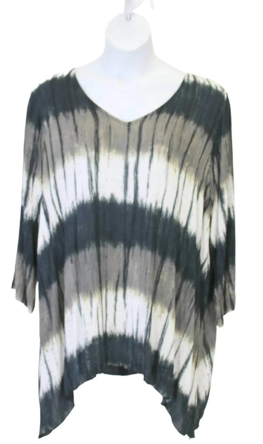 Women's Tie Dye Shark Bite Hem Tunic - PLUS