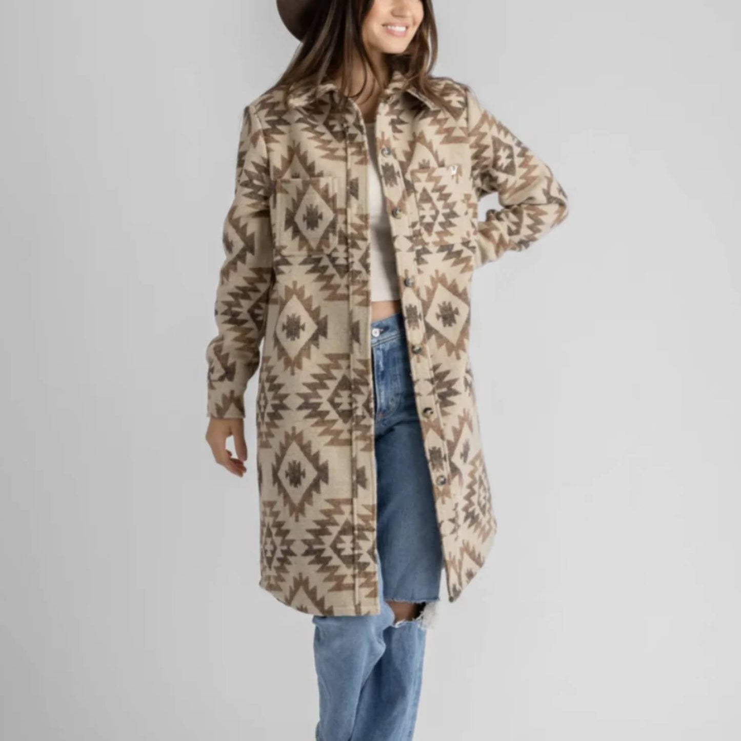 Shay Jacke aus Kunstwolle in Langform