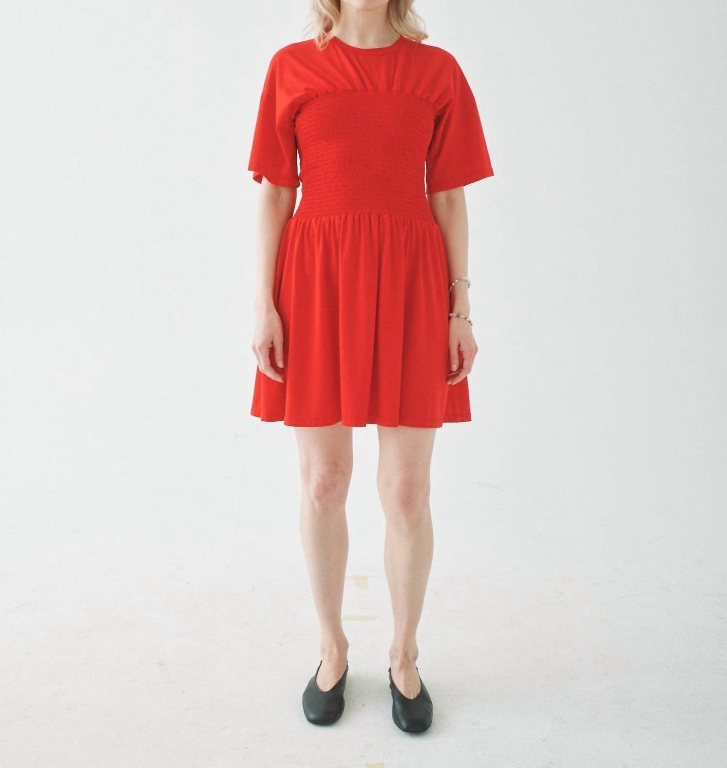Shirred T-shirt Dress