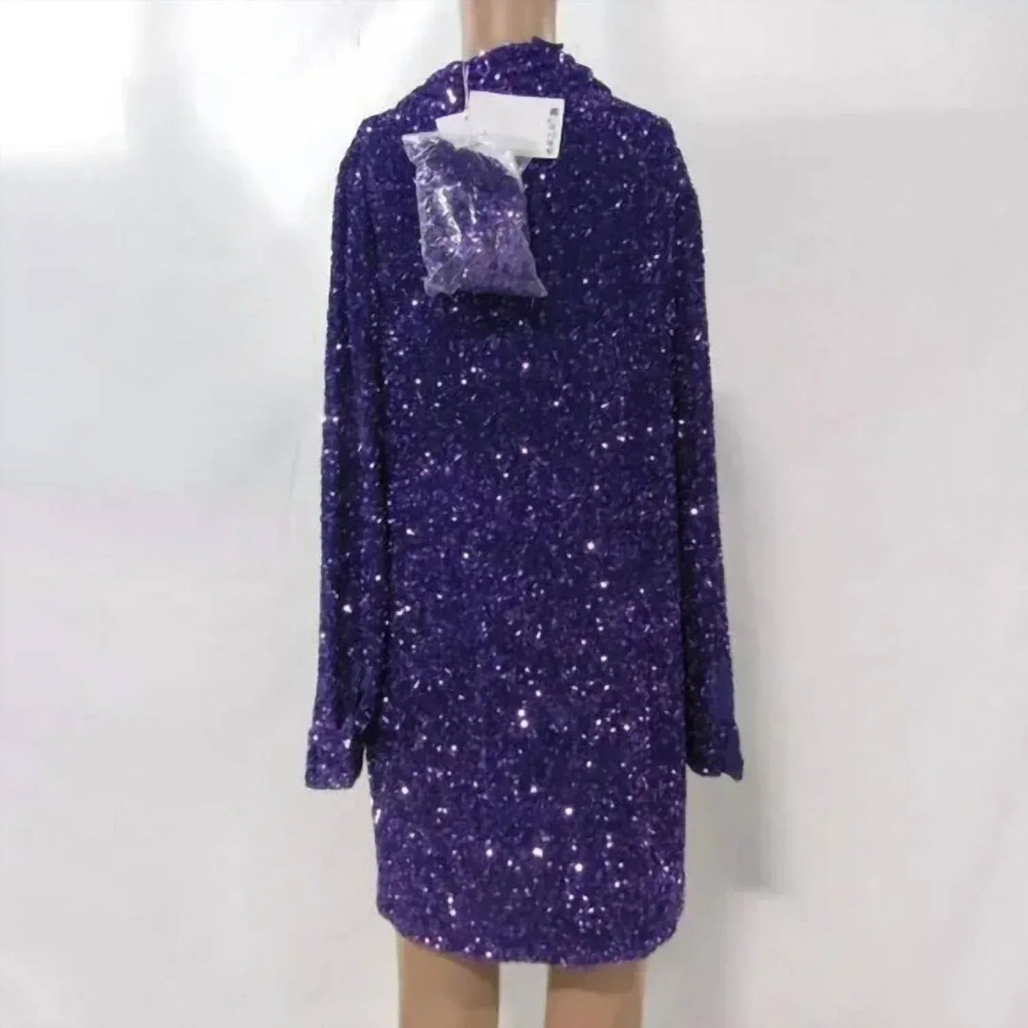 Damen Pailletten-Minikleid mit Gürtel