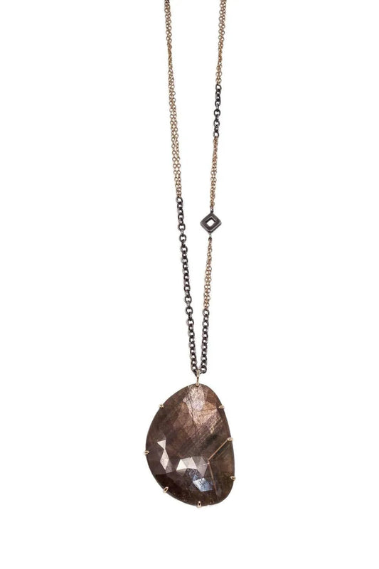 Damen-Halskette aus 14 Karat Gold mit Saphir
