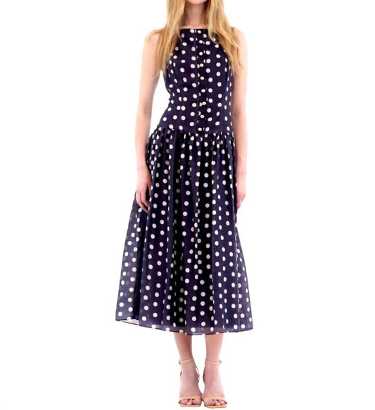 Square Neck Dot Midi Dress