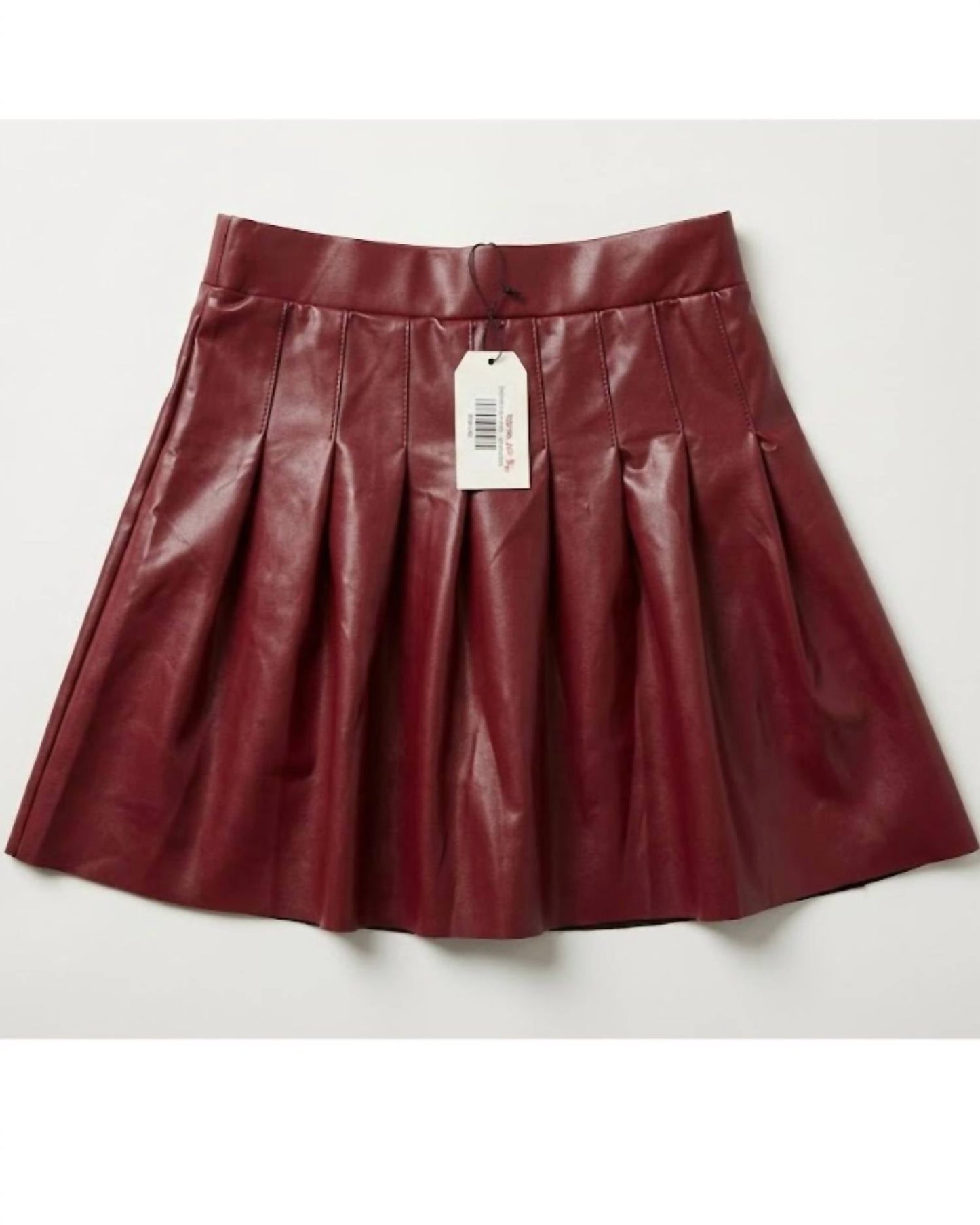 Women's Pleated Polyurethane Skirt