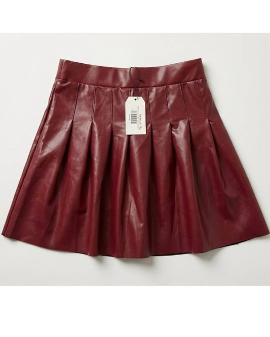 Women's Pleated Polyurethane Skirt