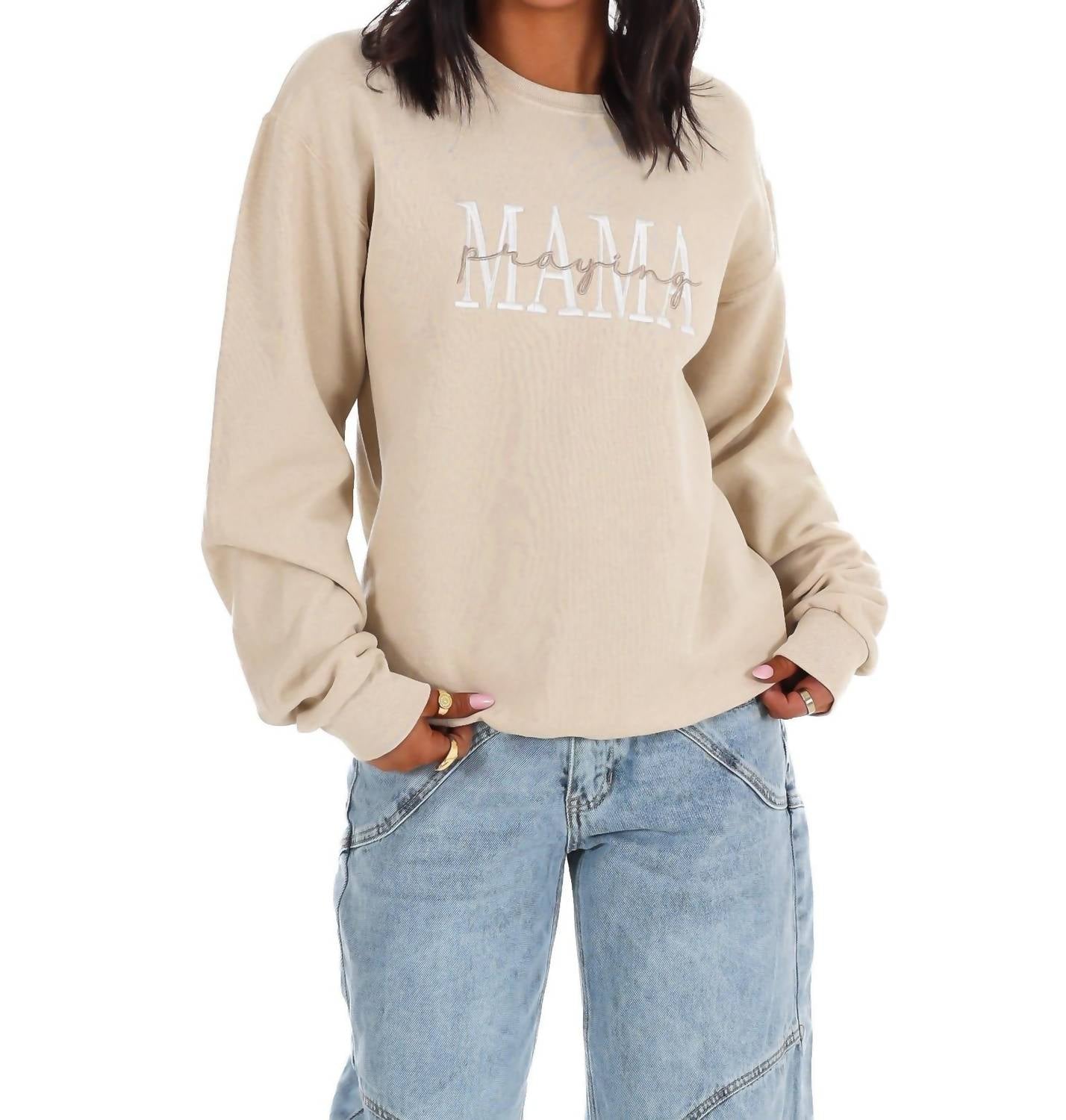 Besticktes Sweatshirt „Betende Mama“