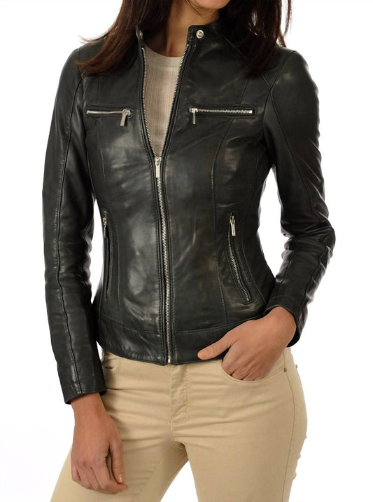 Women's Genuine Diamond Leather Jacket